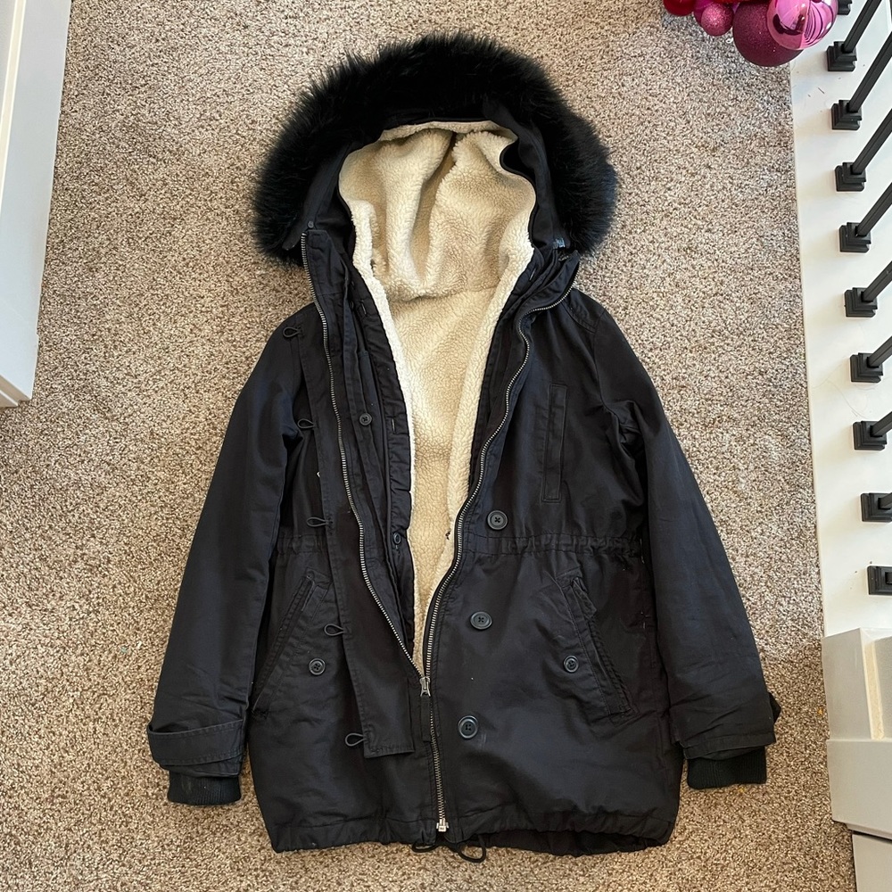 Sherpa Lined Winter Coat $150